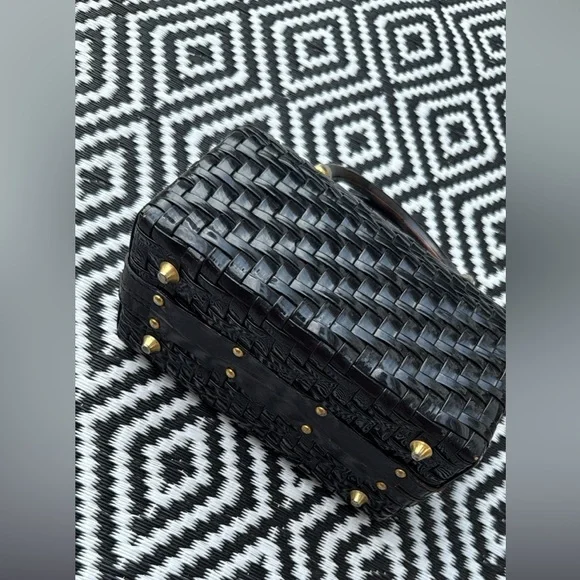 Vintage exclusively for Lewis British Hong Kong Black Woven Handbag - Picture 2 of 5